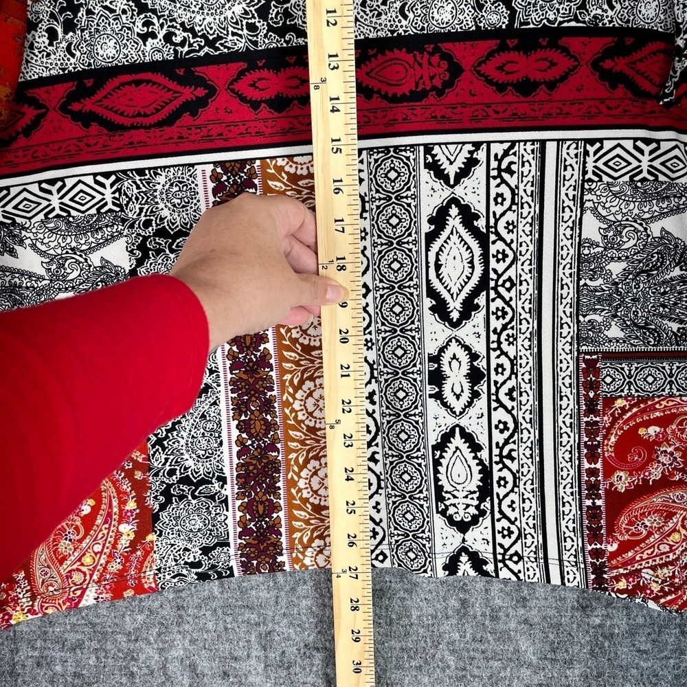 Jules & Leopold Patchwork Paisley Print V Neck Short Sleeve Knit Top XL Womens - Picture 5 of 8